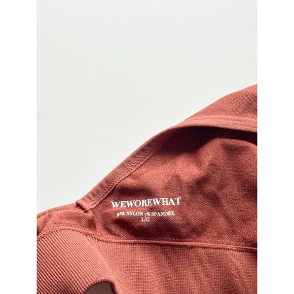 WEWOREWHAT Cinnamon Stick Brown Seamless Knit V-Neck Sports Bra Top, Size L - Picture 11 of 14